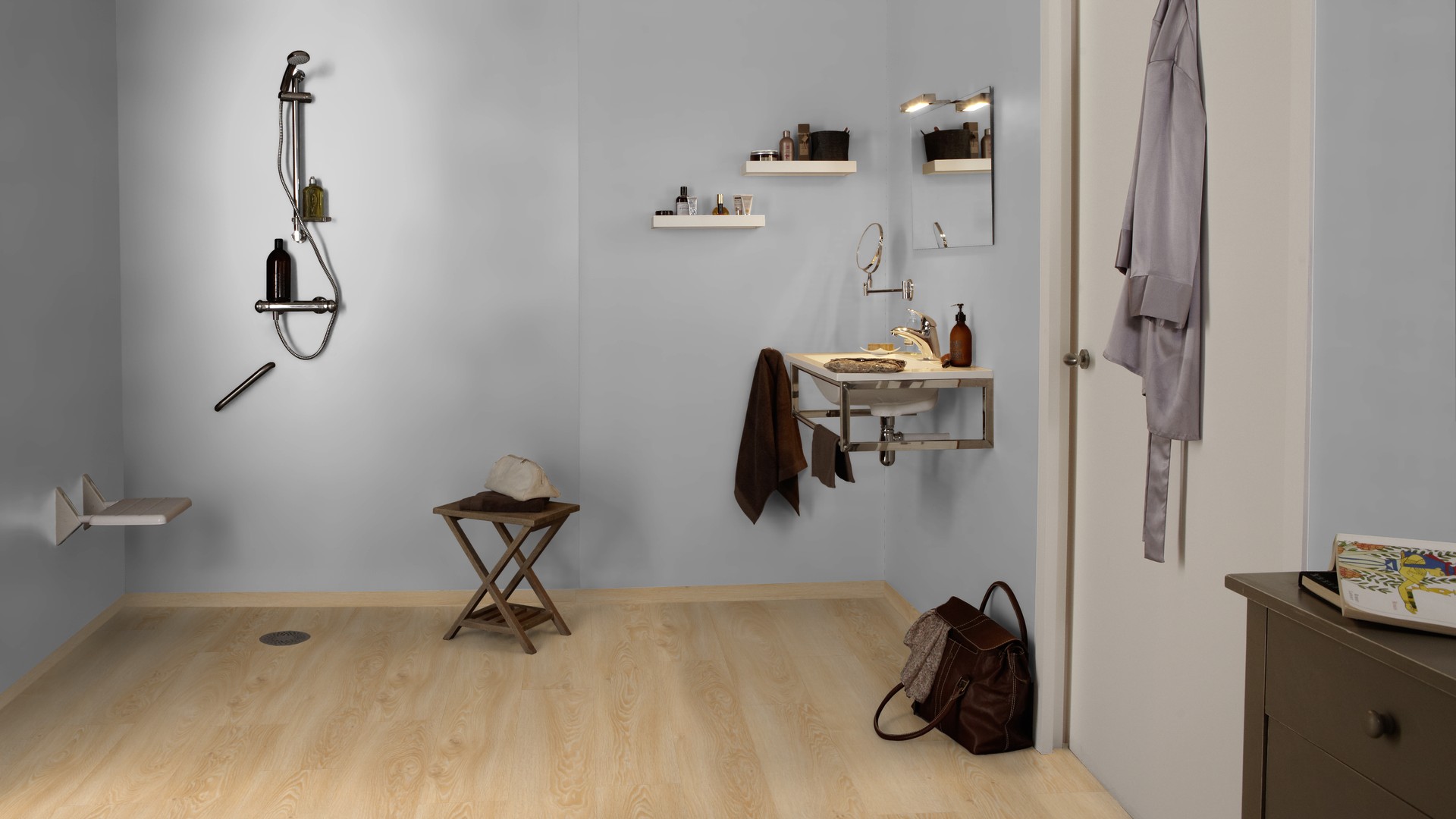 Design-Vinylboden Tarkett Essence 55 Cool Oak Classical (warme braun-graue Holzoptik) 2,2 mm Gesamtstärke, 0,55 mm Nutzschicht, feuchtraum- und fußbodenheizungsgeeignet
