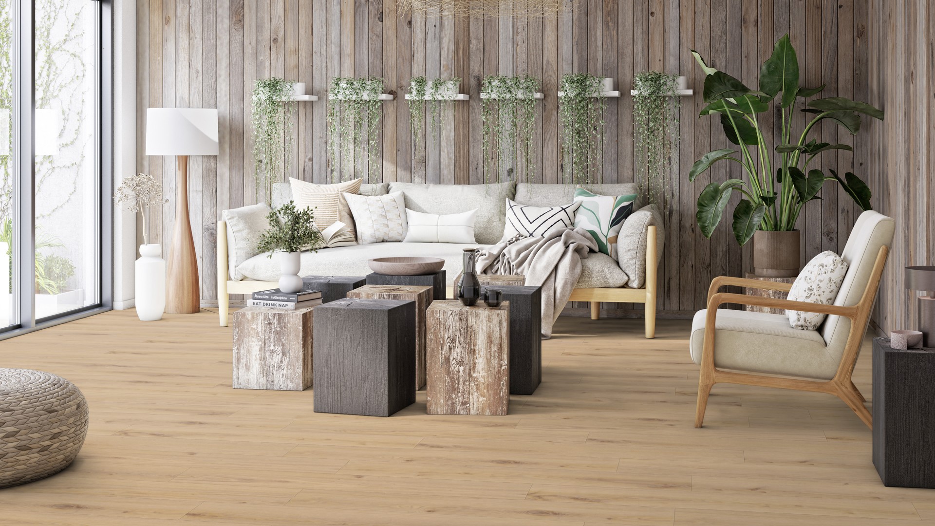 Designboden Vinyl boden Tarkett Essence Rigid 30 „Primary Oak Beige“ (warme beige Holzoptik) – Gesamtstärke 5 mm, Nutzschicht 0,55 mm, fußbodenheizungsgeeignet & wasserfest