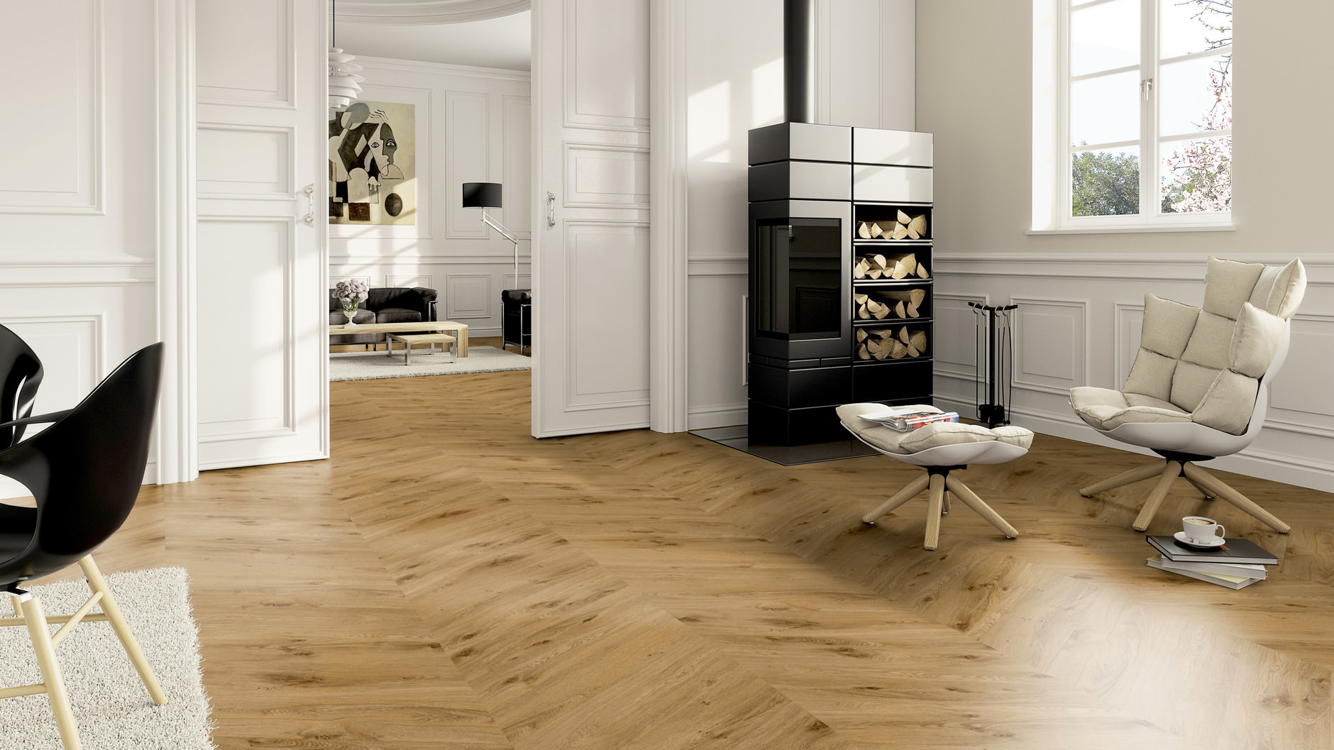 Design-Vinylboden ter Hürne Oak York Chevron, extramatt tief-gebürstet,  feuchtraum- & fußbodenheizunggeeignet